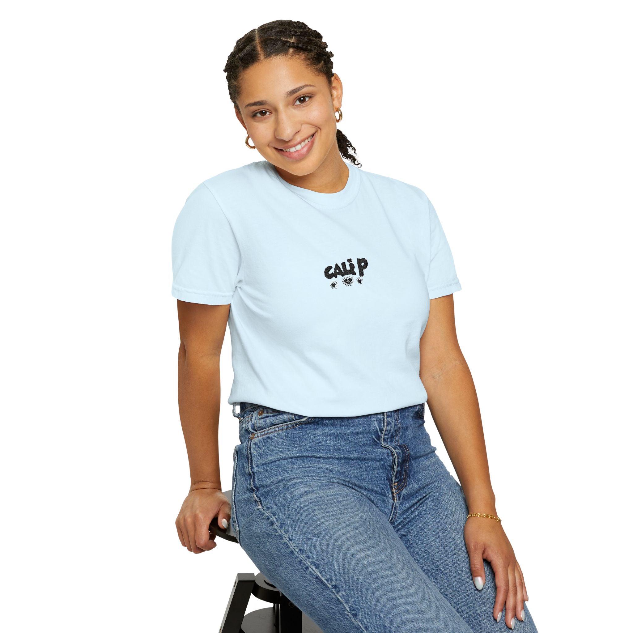 Cali P Signature Embroidered Garment-Dyed T-Shirt
