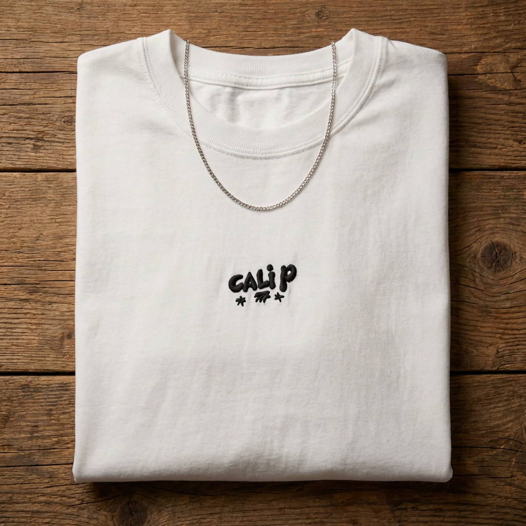 Cali P Signature Embroidered Garment-Dyed T-Shirt