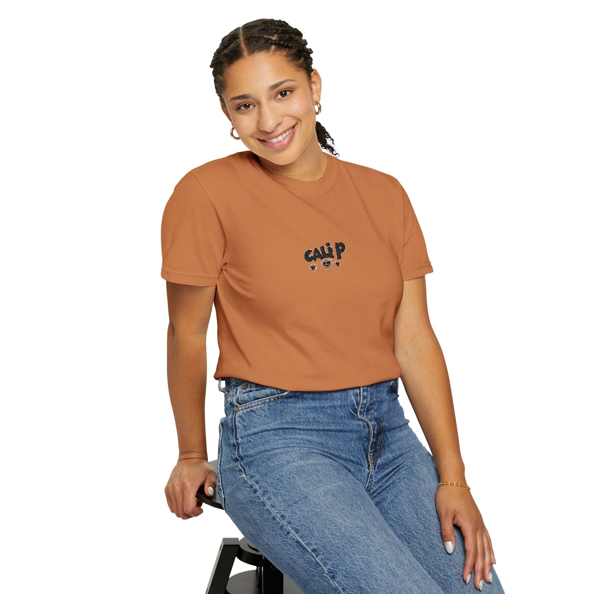Cali P Signature Embroidered Garment-Dyed T-Shirt