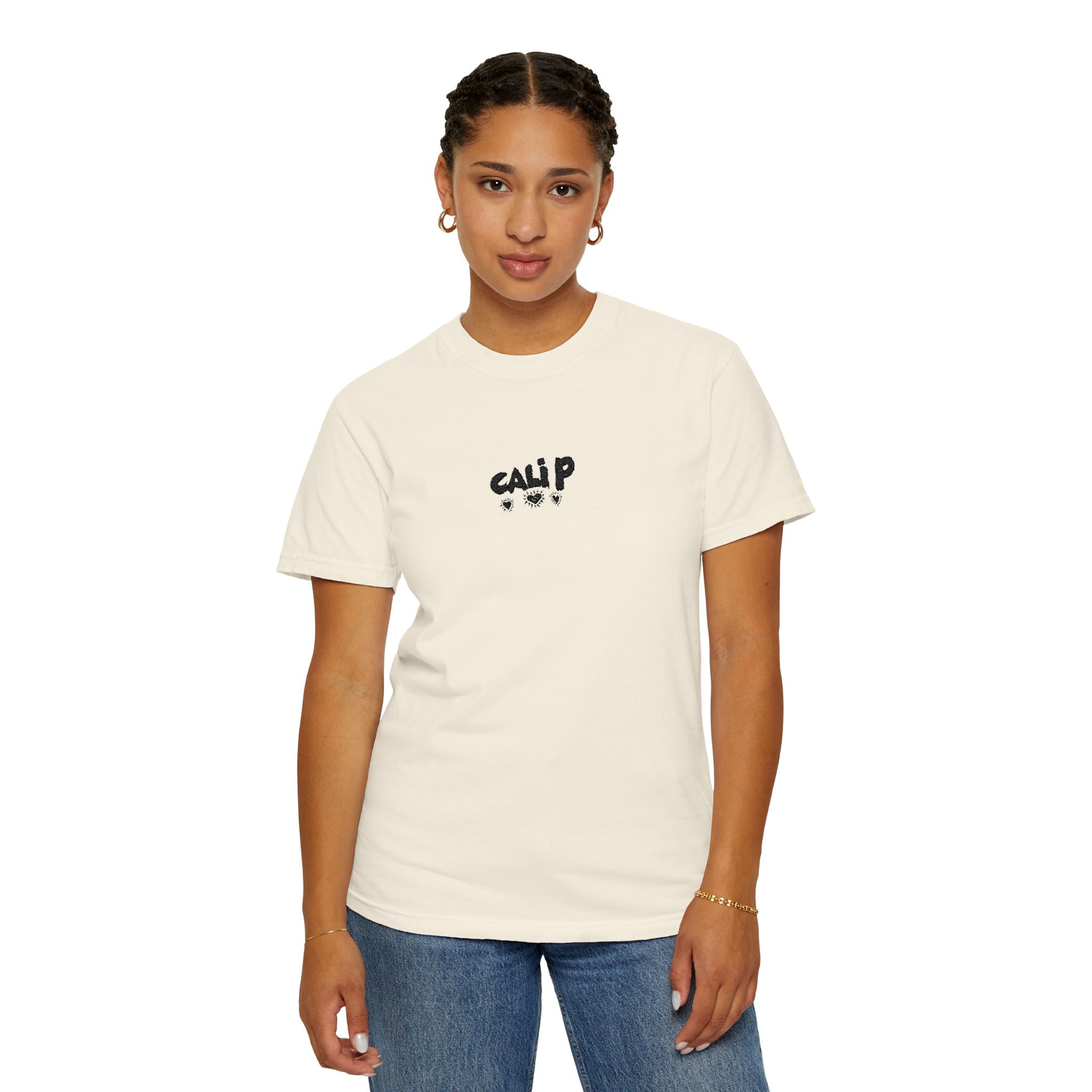 Cali P Signature Embroidered Garment-Dyed T-Shirt